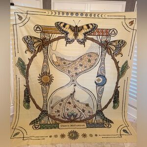 Butterfly and Hourglass Tapestry - Cream and Brown